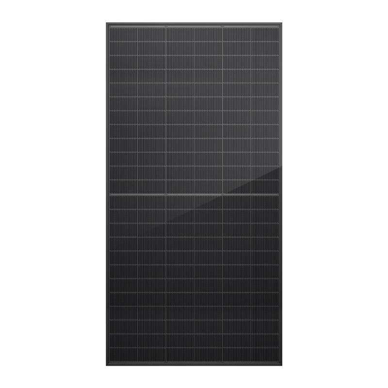 High efficiency 570-590W full black TOPCon solar module with 144 monocrystalline cells (182mm), designed for high power density.