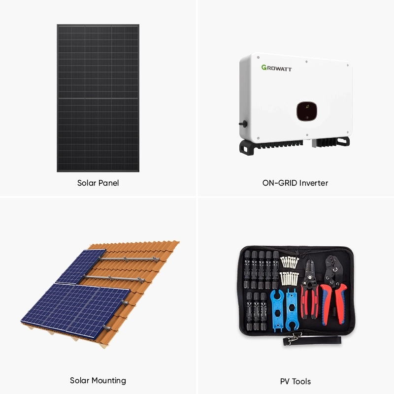 20kW residential grid-tied system with high-efficiency three-phase inverter for seamless solar integration and energy savings.