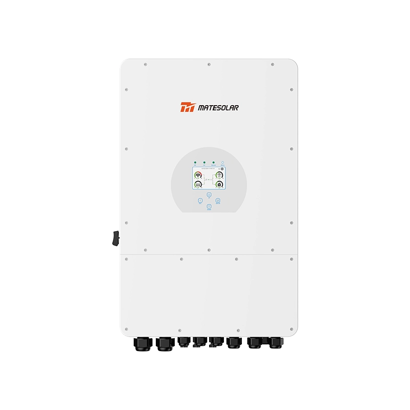 5-12KW hybrid inverter with a 5-year residential warranty, seamless solar integration, reliable energy backup, and smart power management.