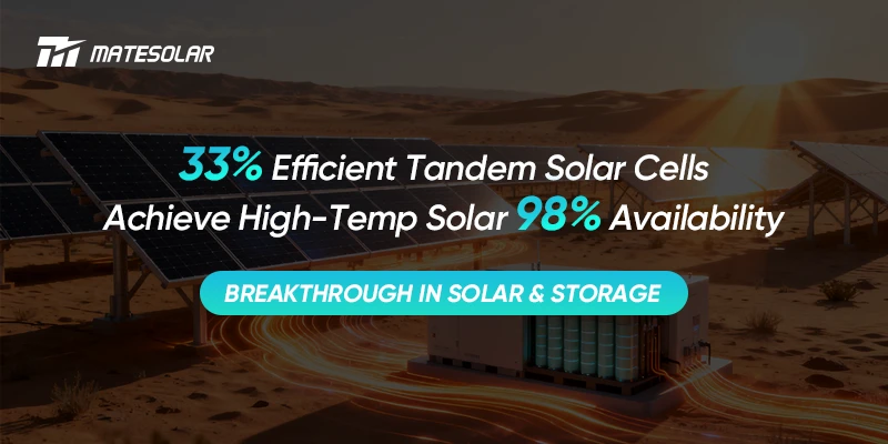 Breakthrough in Solar & Storage: 33% Efficient Tandem Cells Deliver 98% Availability in High-Temperature Regions